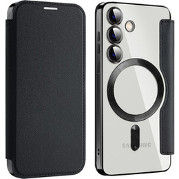 Klapkové puzdro pre Samsung Galaxy S24, RFID Wallet MagSafe CamShield, čierne