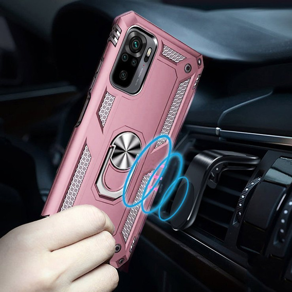 Pancierované obal na mobil pre Xiaomi Redmi Note 10/10S, Nox Case Ring, ružové rose gold