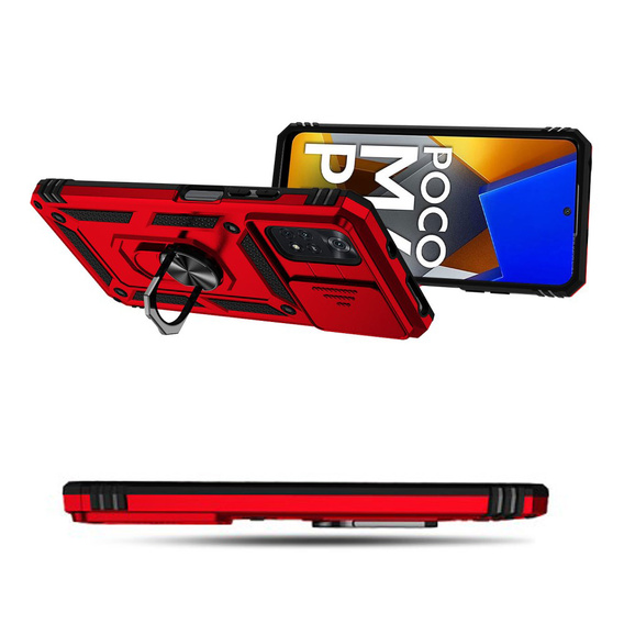 Obal na mobil pre Xiaomi Poco M4 Pro 4G, CamShield Slide, červené