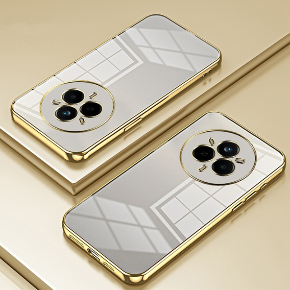 Puzdro pre Realme 14 Pro 5G, Electroplating Frame, transparentné/zlaté