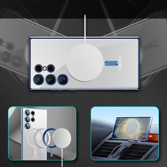 Puzdro pre Samsung Galaxy S24 Ultra, Electro MagSafe, modré+ Plné lepidlo keramické sklo