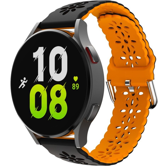 Univerzálny 20 mm mäkký vydutý silikónový remienok, čierny / oranžový  