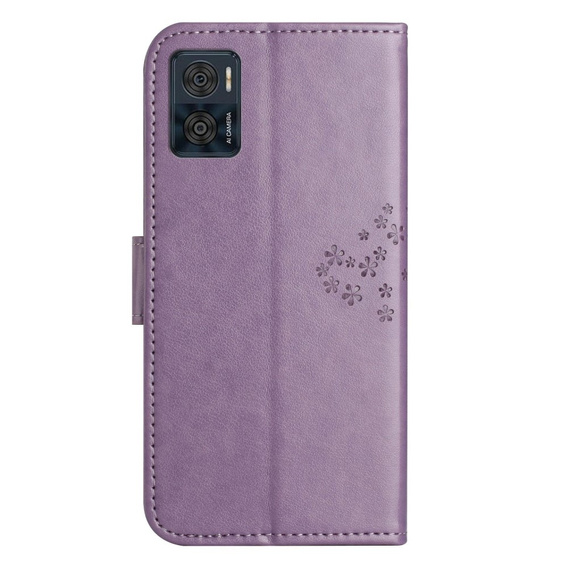 Klapkové puzdro pre Motorola Moto E22 / E22i, Wallet, tree i sowy, fialové
