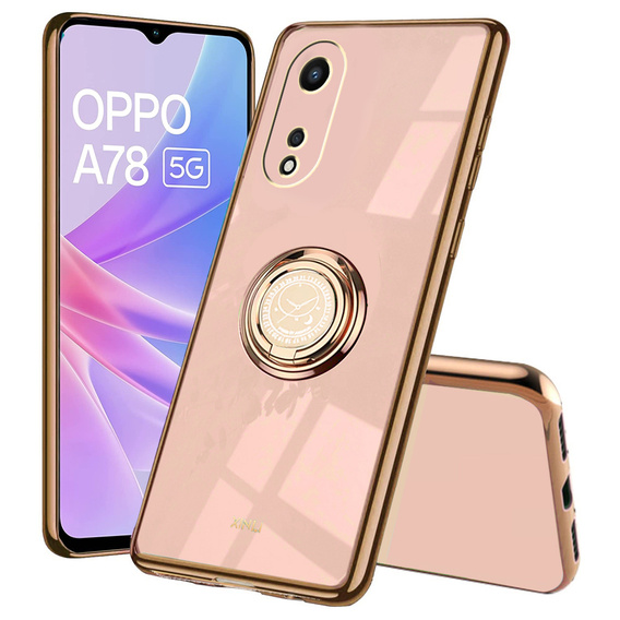 Obal na mobil pre Oppo A78 5G, Electro Ring, ružové rose gold