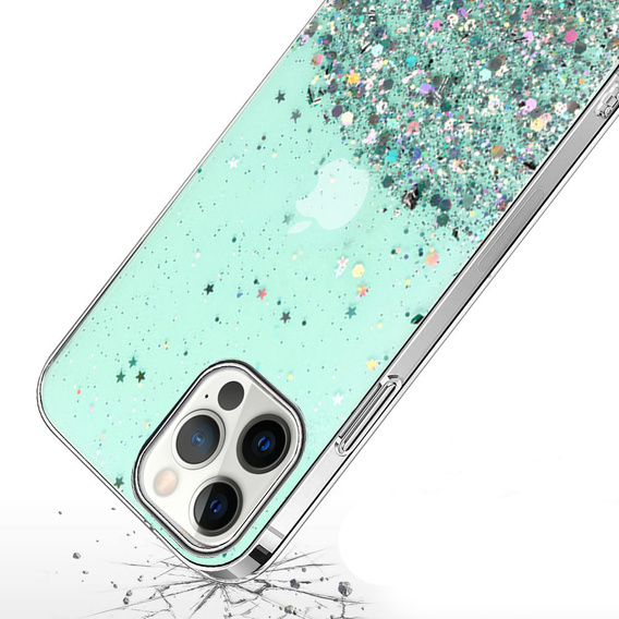 Obal na mobil pre iPhone 13 Pro, Glittery, zelený