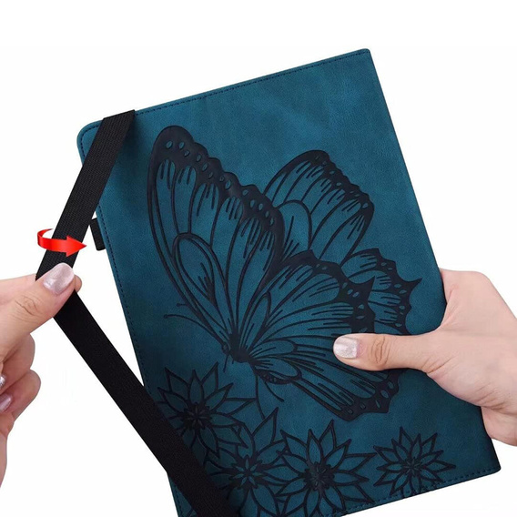 Obal na mobil pre Lenovo Tab M9, Wallet Pen Slot, butterflies, hnedé