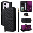 Puzdro s chlopňou pre Xiaomi Poco M7 Pro 5G, Crossbody Leather Wallet, čierne