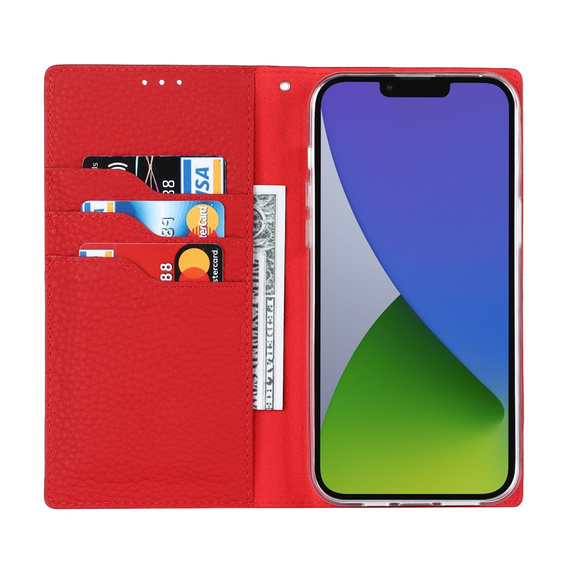 Klapkové puzdro pre iPhone 15, Litchi Skin Grain, čierne