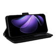 Puzdro s chlopňou pre Oppo Reno 13 5G, Crossbody Leather Wallet, čierne
