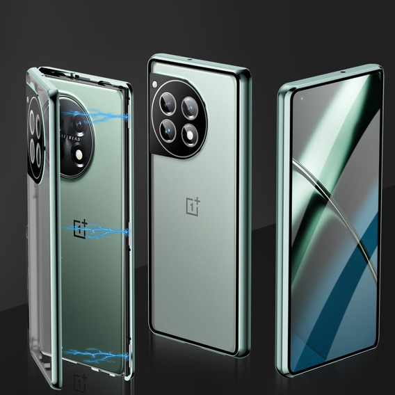 Puzdro pre OnePlus 12 5G, Magnetic Dual Glass, zelený