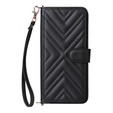 Puzdro s chlopňou pre Xiaomi Poco F7 Pro, Crossbody Leather Wallet, čierne