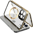 Magnetické puzdro Dual Glass MagSafe pre iPhone 15 Pro Max, zlaté