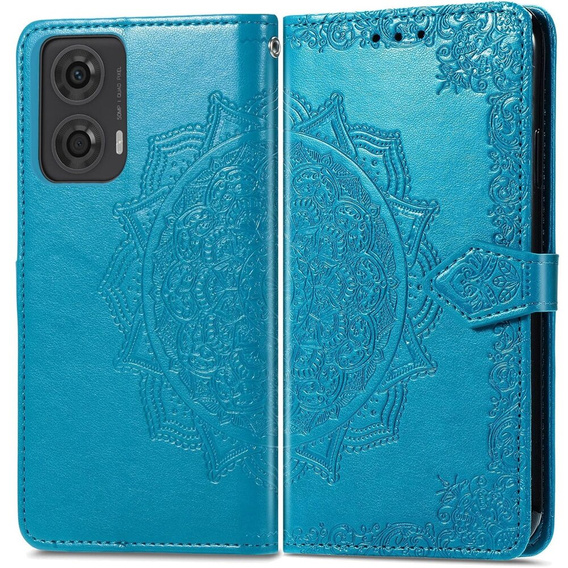 Klapkové puzdro pre Motorola Moto E14, Mandala, modré