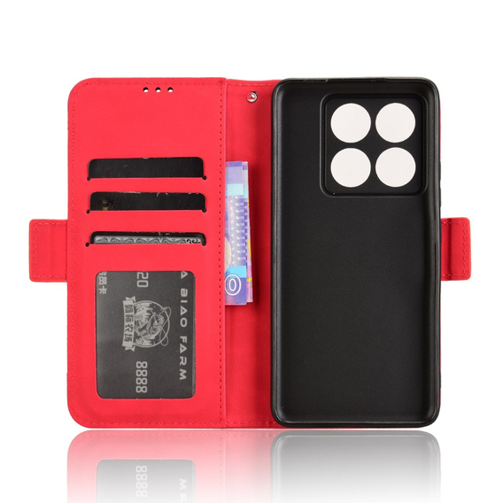 Klapkové puzdro pre Xiaomi 14T, Card Slot, červené