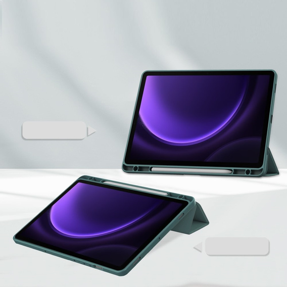 Puzdro pre Samsung Galaxy Tab S9 FE / S10 FE, Smartcase Hybrid, so slotom na stylus, tmavozelené