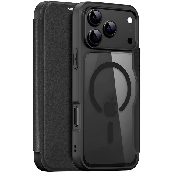 Puzdro Dux Ducis pre iPhone 17 Pro, Skin X Pro, s chlopňou, pre MagSafe, čierne