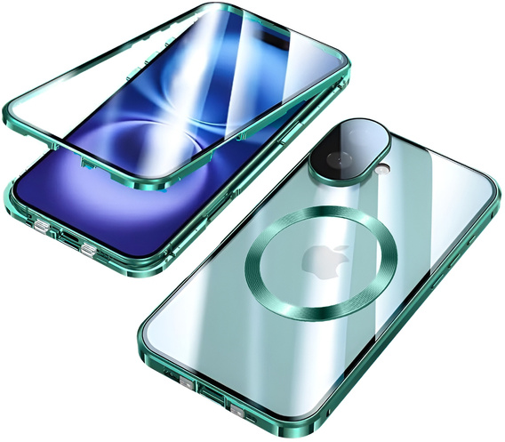 Magnetické puzdro Dual Glass MagSafe pre iPhone 16, zelený