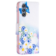 Klapkové puzdro pre Samsung Galaxy M34, Wallet, butterfly & flowers, biele