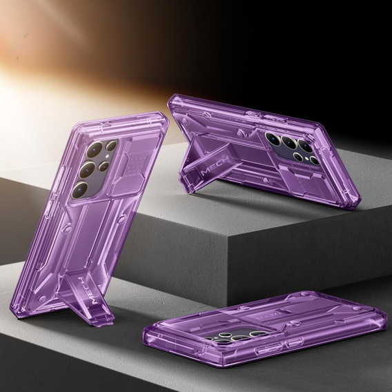 Puzdro pre Samsung Galaxy S24 Ultra, Tongate MECH Series Clip, transparentné / fialové