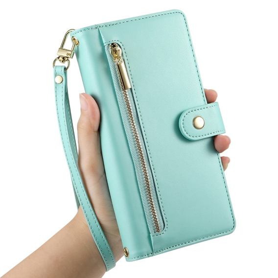 Klapkové puzdro pre Samsung Galaxy S25 Ultra, Wallet Zipper Pocket, zelený