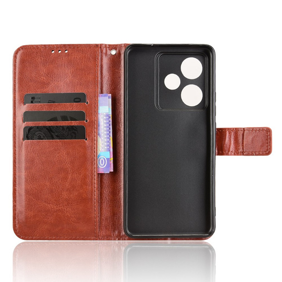 Klapkové puzdro pre Realme GT 7 / 7T, Crazy Horse Wallet, hnedé