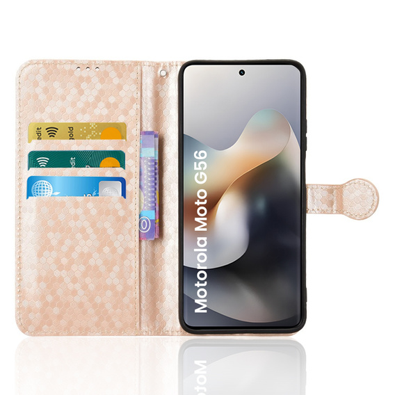 Flipové puzdro pre Motorola Moto G56 5G, Wallet Rhombus, zlaté