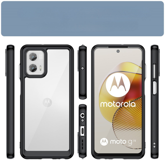 Obal na mobil pre Motorola Moto G73 5G, Fusion Hybrid, transparentné / čierne