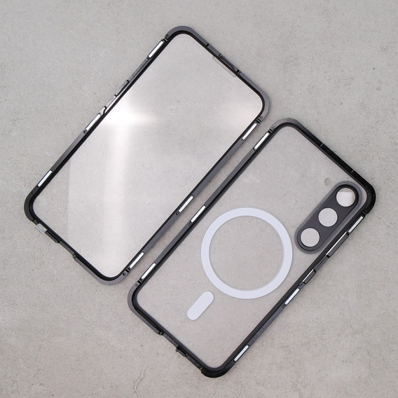 Magnetické puzdro Dual Glass MagSafe pre Samsung Galaxy S23+ Plus, čierne