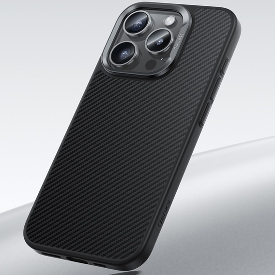 Puzdro BENKS Kevlar pre iPhone 16 Pro Max, pre MagSafe, Carbon Fiber, čierne