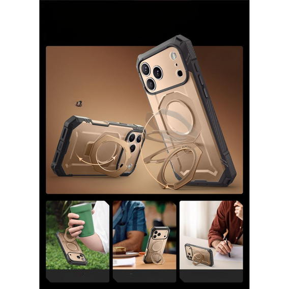 Puzdro Supcase pre iPhone 17 Pro Max, Unicorn Beetle Grip Pro Mag, Desert Gold