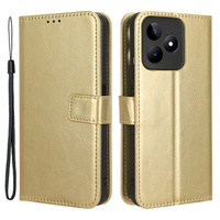 Klapkové puzdro pre Realme Note 50, Crazy Horse Wallet, zlaté