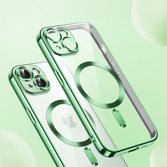 Puzdro pre iPhone 15, Electro MagSafe, zelený + sklo na displej