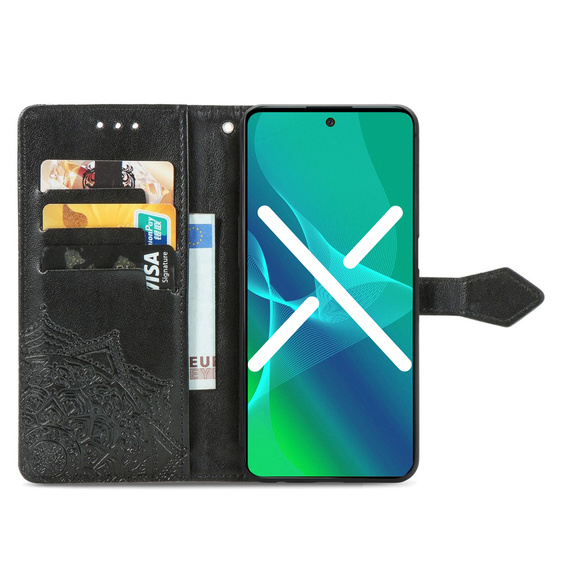 Klapkové puzdro pre Oppo A98 5G, Mandala, čierne