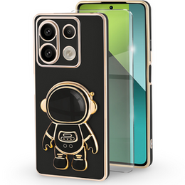 Puzdro pre Xiaomi Redmi Note 13 Pro 5G, Astronaut, čierne + tvrdené sklo 9H