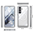 Puzdro pre Samsung Galaxy S25 FE, Shockproof, so sklom, pre MagSafe, sivé