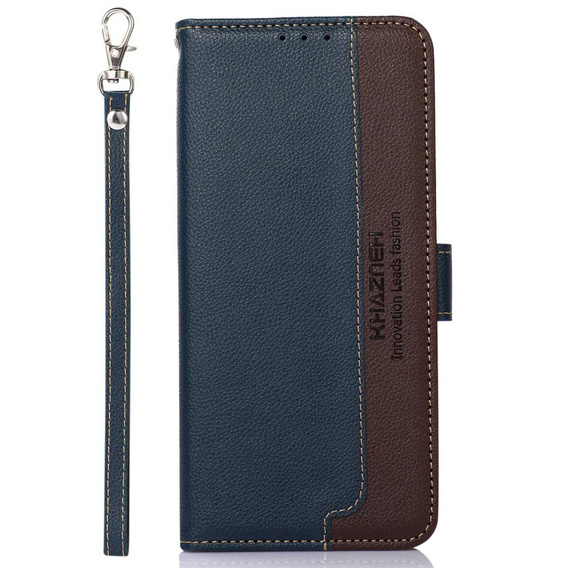 Flipové puzdro pre OnePlus 12 5G, KHAZNEH RFID, modrá / hnedá