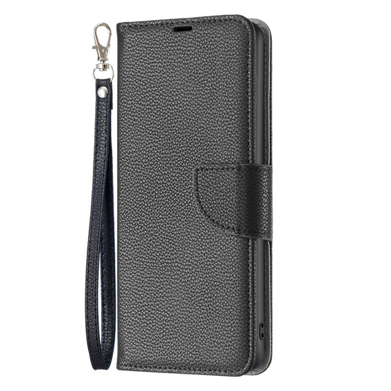 Klapkové puzdro pre Samsung Galaxy A25 5G, Wallet Litchi Leather, čierne + 9H sklo 