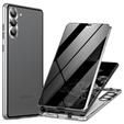 Puzdro pre Samsung Galaxy S24, Privacy Dual Glass, strieborné