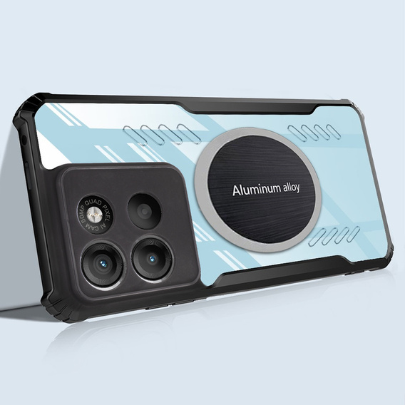 Puzdro pre Motorola Moto G15 / Motorola Moto G15 Power, s magnetickým štítkom, transparentné / čierne