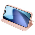 Puzdro Dux Ducis pre iPhone 17, Skin Pro, s chlopňou, s otvorom na kartu, ružové
