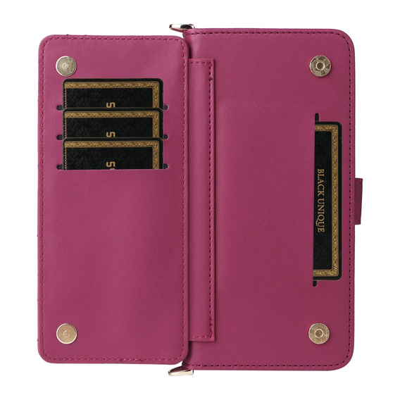 Puzdro s chlopňou pre Oppo Reno 13 Pro 5G, Crossbody Leather Wallet, bordové