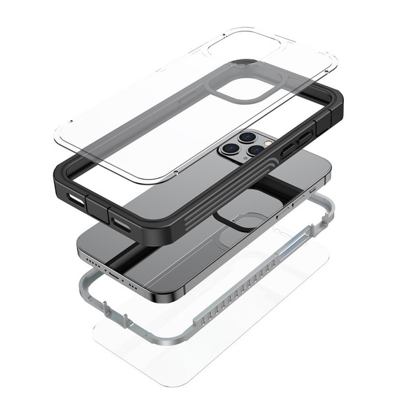 Puzdro pre iPhone 12/12 Pro, Shockproof, s fóliou, čierne