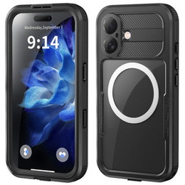 Vodotesné puzdro IP68 pre iPhone 16, SHELLBOX MagSafe, čierne