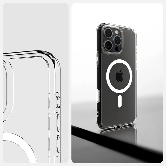 ERBORD puzdro s MagSafe pre iPhone 16 Pro, aktívne tlačidlo, priehľadné + sklo na displej