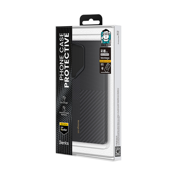Puzdro BENKS Kevlar pre Samsung Galaxy S25 Ultra, pre MagSafe, Carbon Fiber, čierne