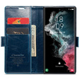 CASEME flipové puzdro pre Samsung Galaxy S22 Ultra, Waxy Textured, modré