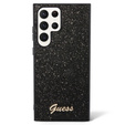 GUESS Obal na mobil pre Galaxy S24 Ultra, Glitter Script Hardcase, čierne
