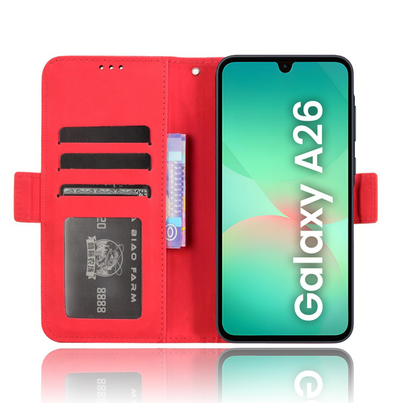 Klapkové puzdro pre Samsung Galaxy A26, Card Slot, červené