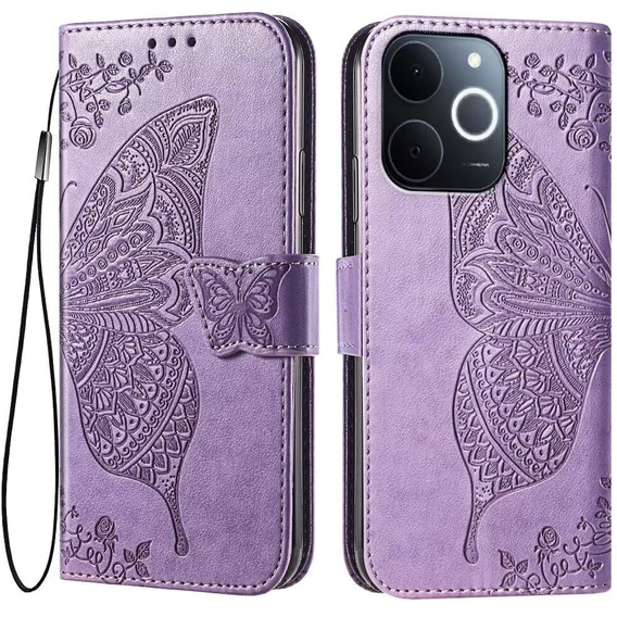 Klapkové puzdro pre Realme Note 70T 4G, Butterfly, fialové