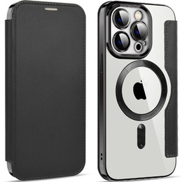 Klapkové puzdro pre iPhone 14 Pro, RFID Wallet MagSafe CamShield, čierne